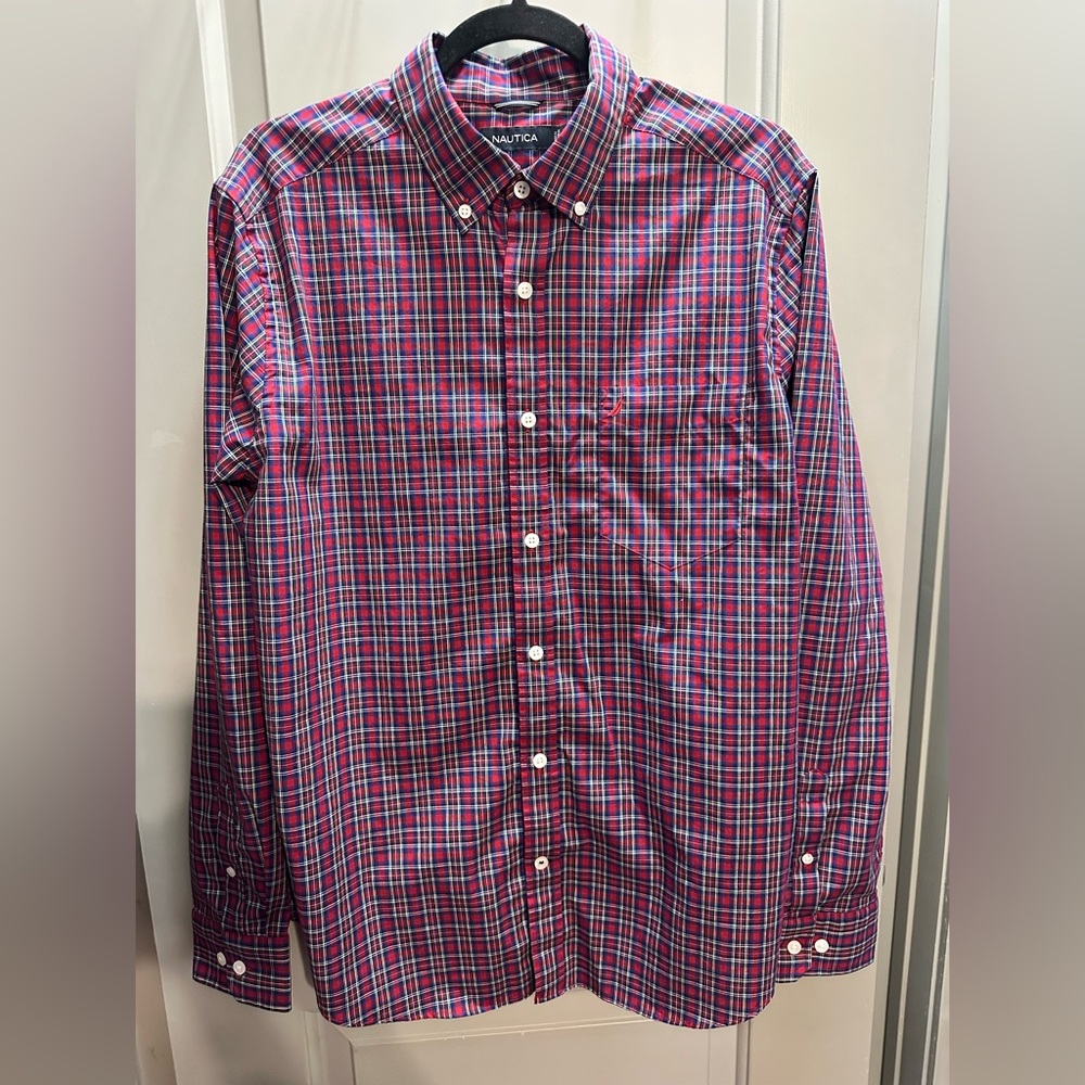 Nautica Size L Plaid Button Down Long Sleeve Shirt NWOT